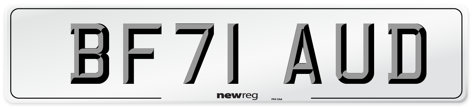 BF71 AUD Number Plate from New Reg